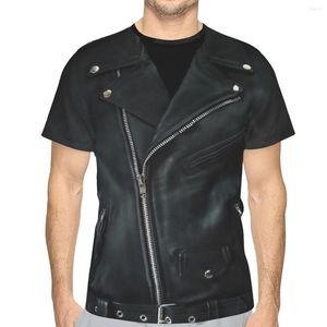 Men's T Shirts Full Leather Jacket Unique Polyester TShirt Top Quality Creative Thin Shirt Stuff