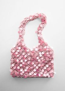 Plastic Sequins Decor Handbag Shiny Handbags Pink Bag Women Small Tote Bags Bling Fashion Lady Bucket Evening Bags Girls Glitter Purses