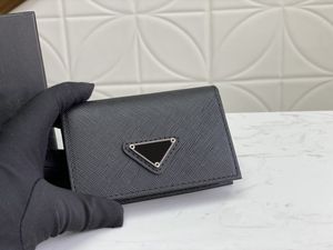 Porta carte di design da uomo portafogli di lusso con marchio a triangolo milano di alta qualità borse da stilista famose moda lettere in metallo argento pochette da uomo con scatola originale