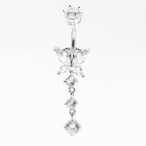 Navel Bell Button Rings 925 sterling silver belly button ring heart cubic zircon navel piercing jewelry 230822