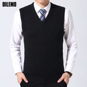 Coletes Masculinos Moda Marca Camisola Homem Pulôveres Colete Slim Fit Jumpers Malhas Sem Mangas Inverno Estilo Coreano Roupas Casuais Masculinas 230729