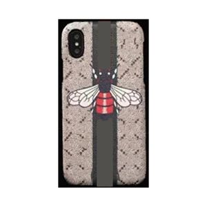 Designer Classic mobiltelefonfodral för Apple iPhone 14 Plus 13 12 11 Pro Max Samsung S23 S22 S21 Obs 20 Ultra Luxury Pu Leather Mobile Back Covers Fundas Grey Stripe Bee