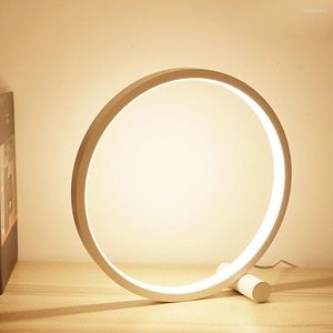 Table Lamps Dimmable Portable Bedroom Decor Bedside Desk Lamp Smart LED Warming Atmosphere Home Office Night Circle Shape Sensor Controlled