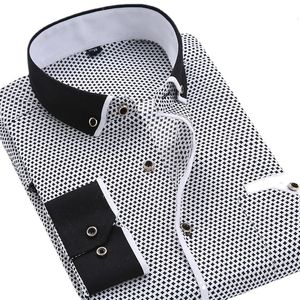 Camisas masculinas casuais com botões florais camisas masculinas de marca masculina de alta qualidade camisas de manga comprida casuais justas roupas masculinas pretas camisas sociais 230728