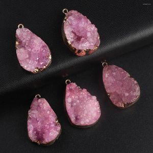 Pendant Necklaces Water Droplets Shape Natural Pink Crystal Cluster Reiki Healing Jewelry Making DIY Necklace Earring Accessories