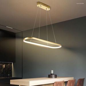 Pendant Lamps Modern Minimalist Dining Room White LED Chandelier Acrylic Round Nordic Living Lighting Fixtures