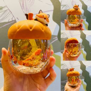 Wine Glasses Star Papa Glass Cup Coffee Drinking Milk Water Bottle Cartoon Squirrel Autumn Forest Maple Leaf Acorn Cute 230729