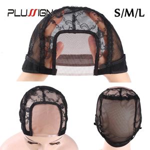 Wig Caps Plussign 10Pcs/Lot Lace Wig Cap With Adjustable Straps Wig Base For Ventilating Wig Making Cap Glueless Weaving Cap Hairnets 230729