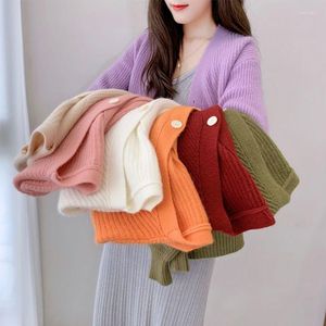 Women's Knits Spring Autumn Women Cardigans Single Breasted V-neck Knitted Sweater Female Thin All-Match Casual Outerwear U664