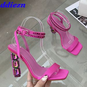 Dress Shoes Spring Summer Buckle Warp Ladies Pumps Sandals 2023 s Elegant Woman High Heels Female Fashion Crystal 230729