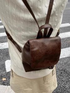 Torby szkolne Ameryka Vintage Bag Spring Pu skórzana korka na ramię 2023 Trendy HARAJUKU Śliczny mały plecak dla kobiety