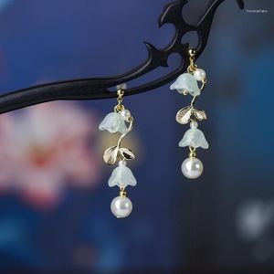 Stud Earrings Glass Glazed Flower Women's Original Design Summer For Female Gift Vintage Jewelry 0161