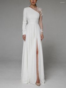 Sukienki imprezowe seksowne okrągłe szyję pullover damskie solidne kolory długiego rękawu w białej talii sukienki o wysokim talii