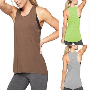 Camisetas femininas 2023 cor sólida fitness yoga esportes top sem mangas tipo cruzado nas costas treinamento jogging colete casual roupas esportivas