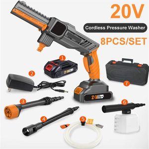 Pompa di lavaggio ricaricabile per rondella auto 7 pezzi 20 V Cordless Mashine 24-70 BAR Pulitore per tubo ugello ad alta pressione2569