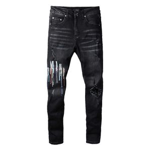 メンズジーンズ最高品質の文字刺繍デザイナーデニムパンツファッションホールヒップホップストリートズボンサイズ28-40FCJ1