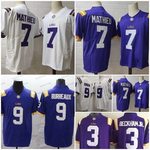 9 Burrow LSU Football Jersey Joe Burrow Burreaux Odell 3 Beckham Jr. Grant Delpit Leonard Chase 7 Tyrann Mathieu Tigers College Men Purple Men's T-shirt uniform 125th