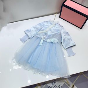 キッズファッションガールズプリンセスドレスコスプレコスチューム子供の子供たちのための子供たちの子供たちの青いZDLD1209 264T