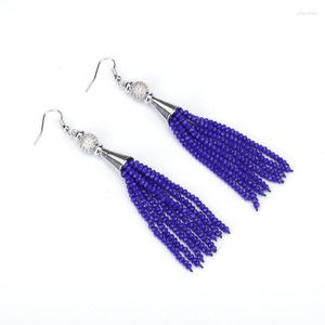 Серьги болтовня Boho Dark Royal Blue Glass Beads ТАССА