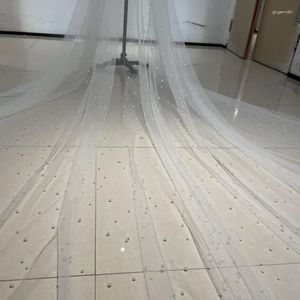 Bridal Veils długość 350 cm Perły Weselne Washer 300 cm Szerokość 1T luksusowa impreza panny młodej