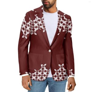 Men's Suits Polynesian Tribal Samoan Totem Tattoo Samoa Prints Style Men Jacket Slim Fit Casual Business Clothing High Quality Suit Coat