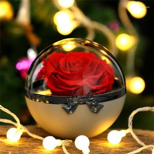 Fiori decorativi conservati Eternal Cute Key Link Real Rose Ball Rinfrescante Fiore Natale San Valentino Regali di nozze Decorazione