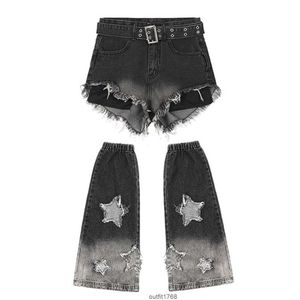 Shorts jeans masculino Yprs com patch de estrela feminino curto menina Pure Desire Y2k ajuste fino doce e picante