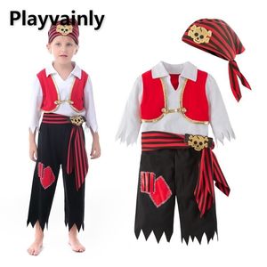 Set di abbigliamento Primavera Autunno Baby Boy Party Performance 4 pezzi Bambini HalloweenNatale Pirata Capitano Costume Cosplay E16538 230728