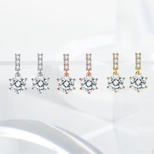 Ohrstecker Designer Volldiamant Quaste Ohrringe Ohrringe Damen S925 Silber hypoallergen sechs Zinken eingelegt 3A Zirkon Einzeldiamant Ohrringe Hochzeitsschmuck