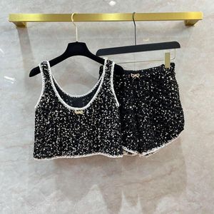 女性のトラックスーツ2023SS夏の豪華なファッション女性スパンコールベストタンクトップ