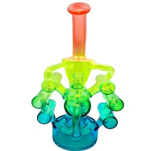 Neon Gökkuşağı Su Gericilik Cam Bong Radyant Yağ DAB DIBS PERCOLATOR HEADY BUBLI BORU