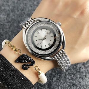 Fashion Swan Style Brand Brand Quartz Watches Watches For Women Girl с Crystal Dial Metal Steel Band Watch SW033066