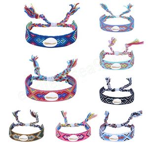 Bracciale a catena in corda intrecciata bohémien Braccialetti con ciondoli a conchiglia regolabili etnici Cavigliera per gioielli da surf per ragazze da donna