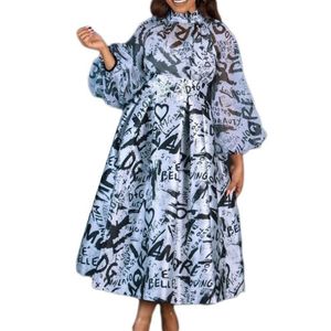 Ubranie etniczne moda Afrykańskie sukienki dla kobiet 2022 jesień zima dashiki w stylu długiego rękawu nadruk bogaty bazin maix194U