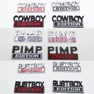 2PCS Set Cowboy Pimp Rushbox Edition Emblem Odznaka Naklejka dla Ford F-150 F250 F350 Silverado GMC Hummer289v