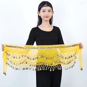 Stage Wear Belly Dance Waist Chain Three Layer Gold Coin Scarf Practice Hip Female