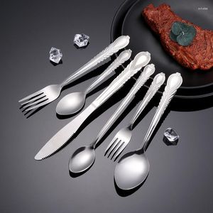 Geschirr Sets Edelstahl Abendessen Messer Set Scharfe Steak Messer Obst Western Schwarz Restaurant Tisch Silbrig