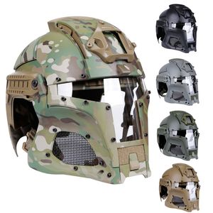 Cykelhjälmar Militär Airsoft Full Face Helmet Mask Safety Tactical Combat Hjälm Justerbar armé Wargame CS Paintball Shooting Helmet Mask 230728