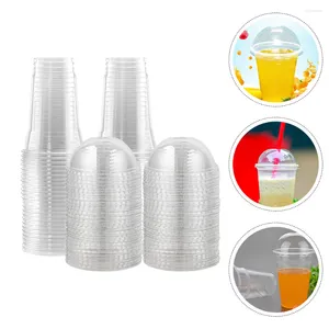 Disposable Cups Straws 50 Pcs Milk Jug Clear Cup Lid Juice Plastic Dessert Pp Accessory Multi-function Travel