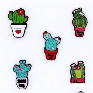 Sko delar tillbehör pvc cactus charms dekorationer spänne jibitz för clog -knappar släpp leveransserien slumpmässigt