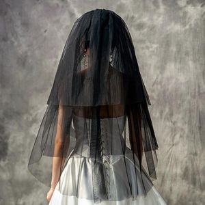 Bridal Veils Przyjazd Czarny krótki ślub dla Bride Velos de Novia Akcesoria Welon Matrimonio