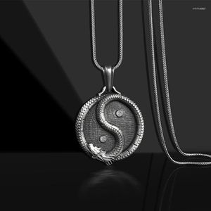 Pendant Necklaces Chinese Tai Chi Necklace For Women And Men Punk Yin Yang Dragon Pure Tin Charms Amulet Hip Hop Streetwear Jewelry Gift