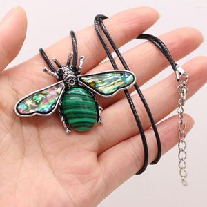 Hänghalsband 2023 Natural Stone Lapis Lazuli Crystal Necklace Insect Bee Abalone Shell Brosch Charms för kvinnors smycken