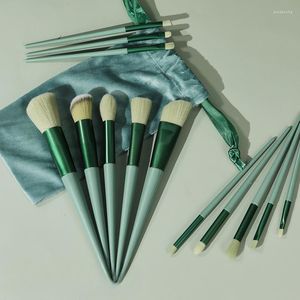 Make-up-Pinsel, 13 grüne Pinsel-Set, tragbar, weiches Haar, Rouge, Lidschatten, voller Beauty-Tools, hergestellt in China