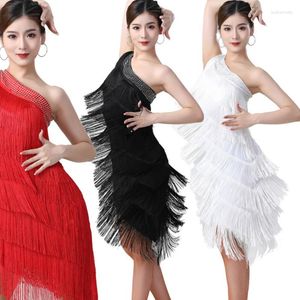 Vestido de dança latina sexy com borla para palco feminino com franja Salsa Salão de baile Tango Cha Rumba Samba Vestidos Traje profissional