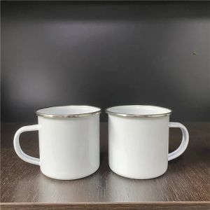 200pcs 12oz Sublimation Enamel Mug Heat Transfer Enamelled Cup with Handle Coffee Mugs DH985 986