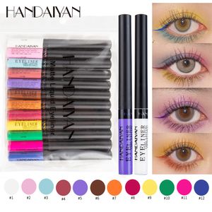 Combinação de Delineador de Olhos HANDAIYAN Lápis Delineador Colorido Matte Impermeável 12 Cores Kit de Maquiagem de Longa Duração Delineador Líquido Olhos Verdes Caneta Cosmética 230728