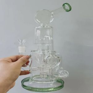 Narghilè Bong in vetro verde con acqua Dab Rig con tubi per bruciatore a nafta per narghilè a base spessa per fumatori