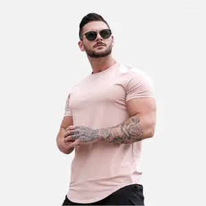 Ternos masculinos 2023 A1598 Camiseta fitness Mannen Mode Hip Hop Zomer Korte Mouw Katoen Bodybuilding Spier Tshirt Man