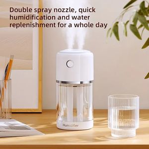 1pc Desktop Humidifier Air Purifying Humidifier Aromatherapy Atomizer Double Spray Humidifier Cylindrical Humidifier USB Rechargeable Humidifier Portable